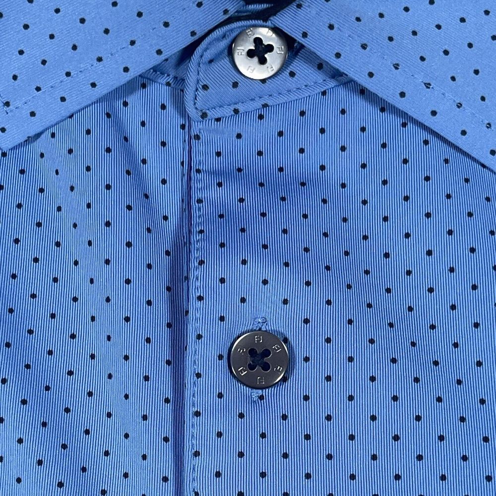 FootJoy Golf Men's Medium Stretch Light Blue Polka Dots Pullover Polo Shirt - Picture 5 of 9
